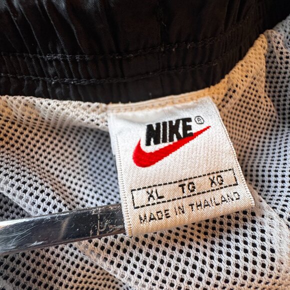 VTG Nike Swim Shorts Mens XL Black 90s Mesh Liner Big Swoosh Logo - Picture 12 of 14